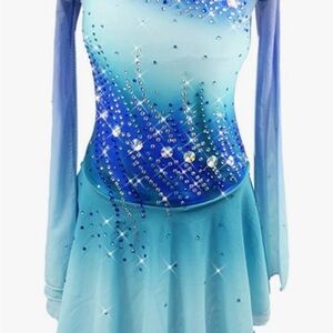 Custom Sparkling Blue Gradient Skater Dress (Elsa Themed)